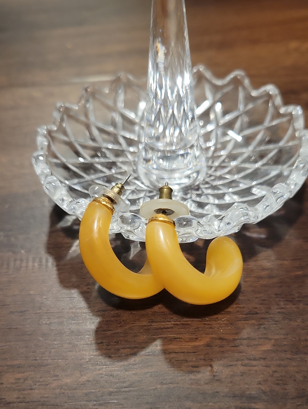 Monet Yellow Resin Hoop Earrings